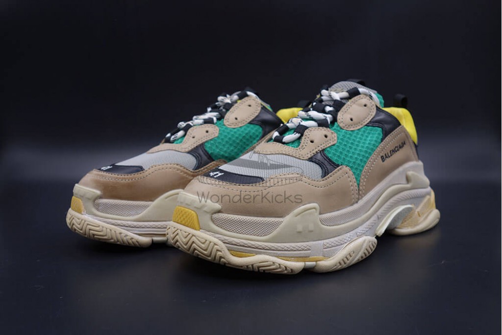 bc triple s trainer beige green yellow