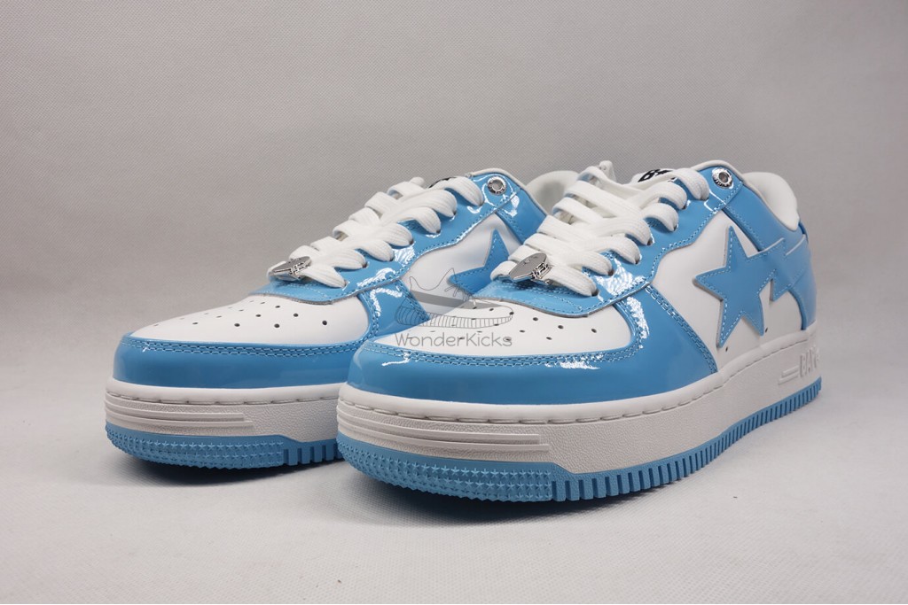 a bathing ape bape sta patent leather blue white