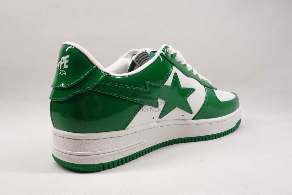 a bathing ape bape sta patent leather green white