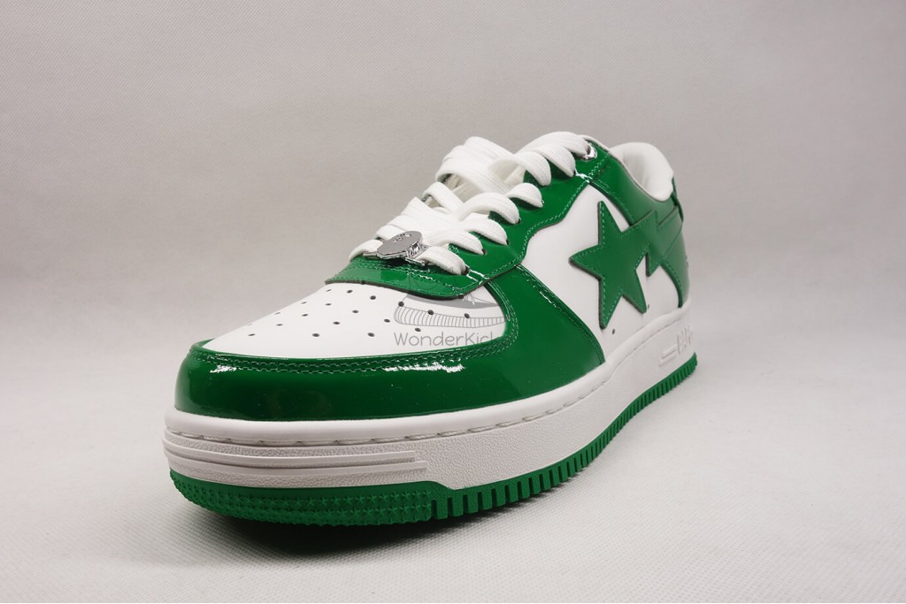 a bathing ape bape sta patent leather green white