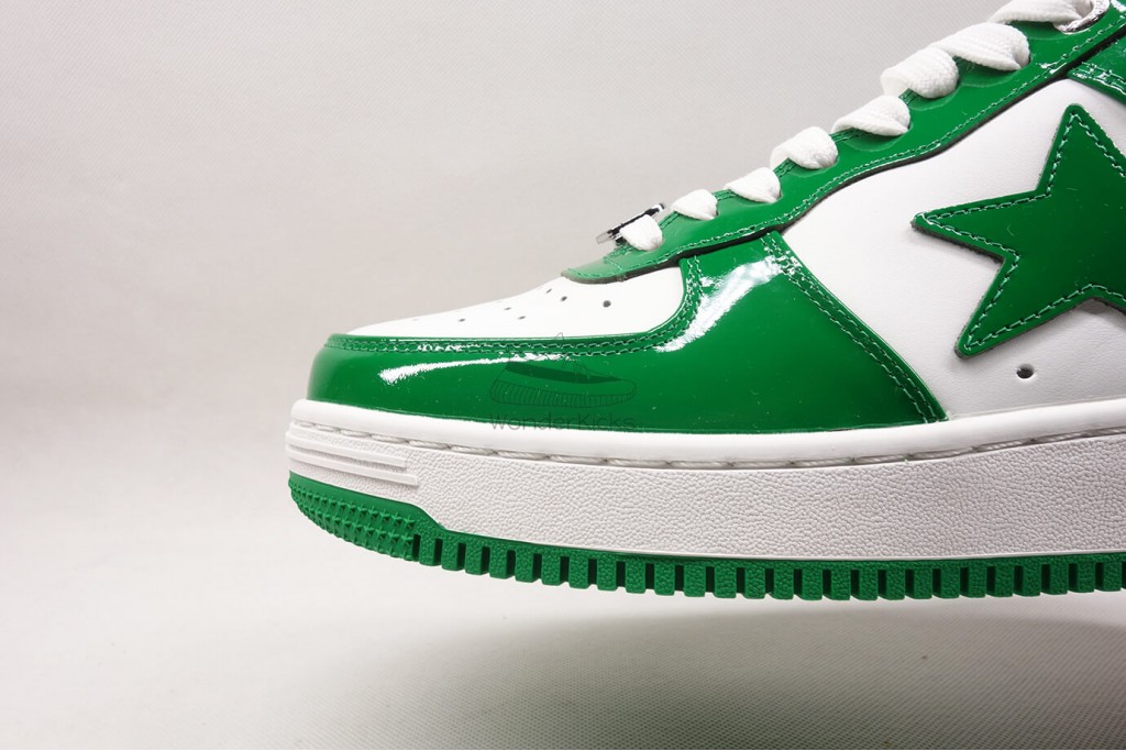 a bathing ape bape sta patent leather green white