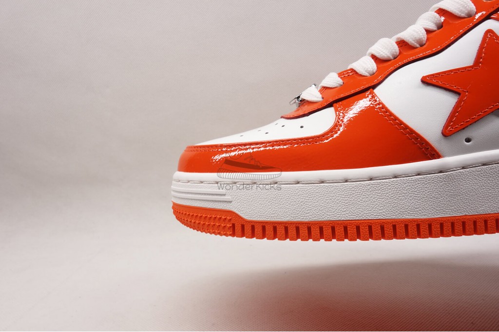 a bathing ape bape sta patent leather orange white