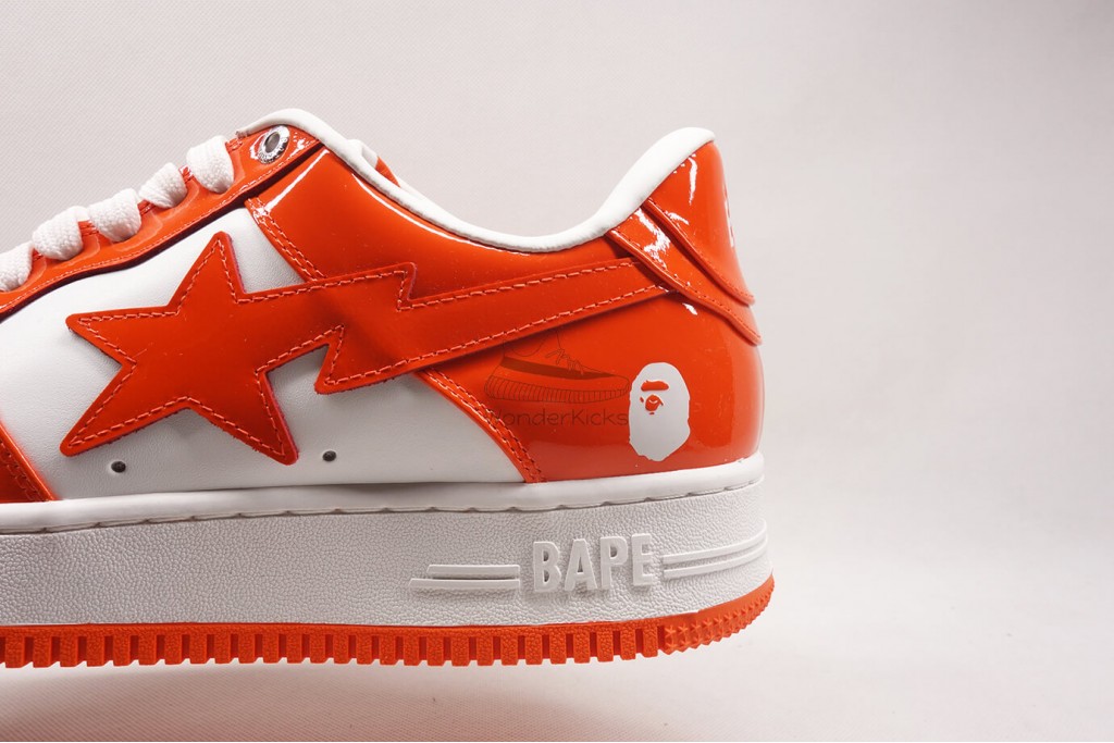 a bathing ape bape sta patent leather orange white