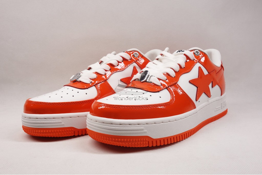 a bathing ape bape sta patent leather orange white