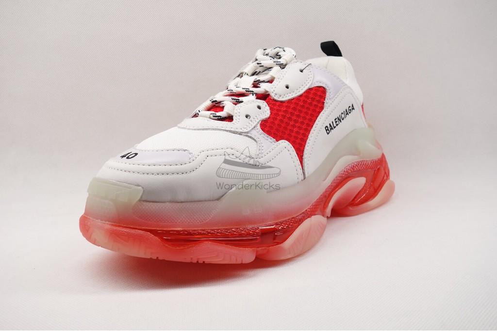 bc triple s clear sole trainer white red